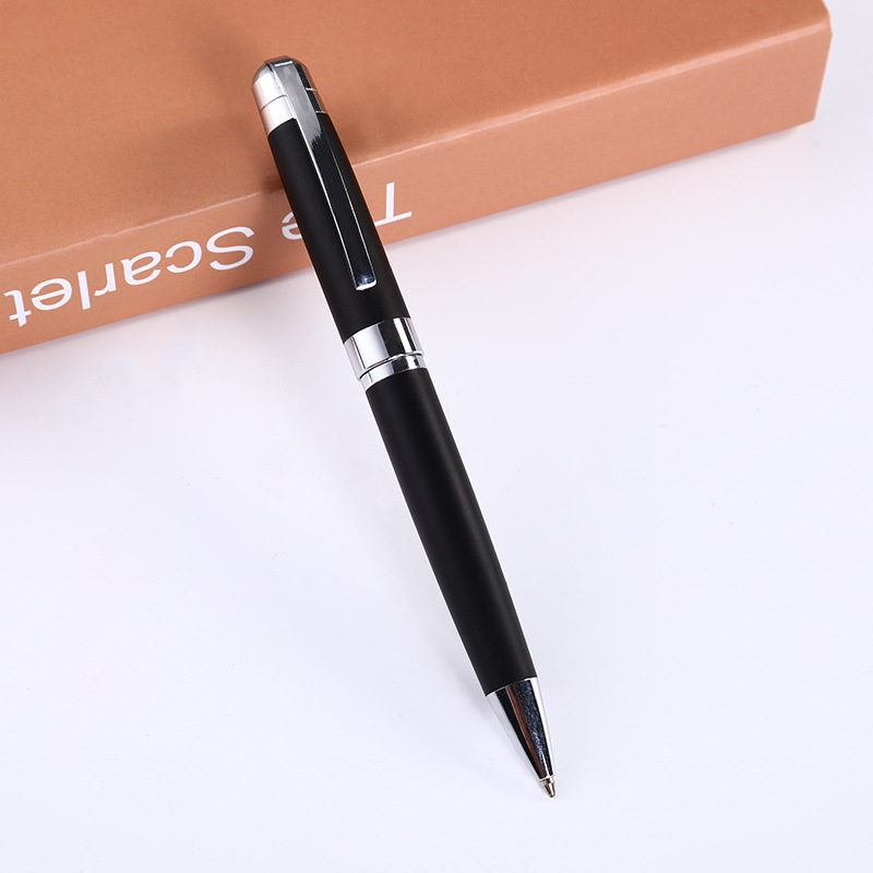 Suministro directo de fábrica negro esmerilado bolígrafo mate negro metal pluma de aceite negocio bolígrafo publicidad personalización