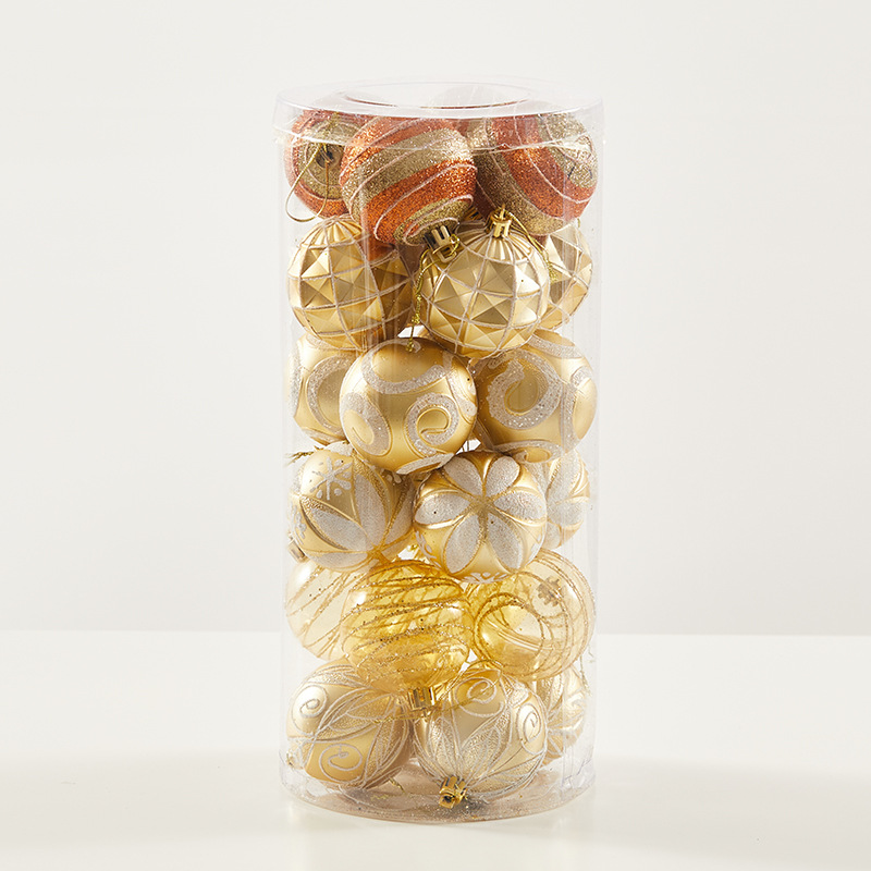 6cm 8cm bola de oro de Navidad bola pintada bola galvanizada dibujada a mano caja de regalo de decoración de Navidad colgante