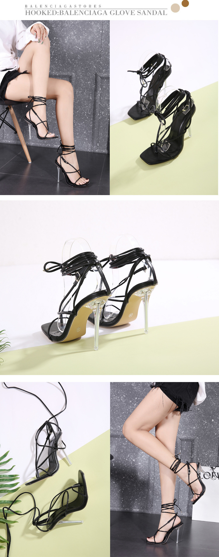 Women's Strappy Crystal Transparent Sandals display picture 11