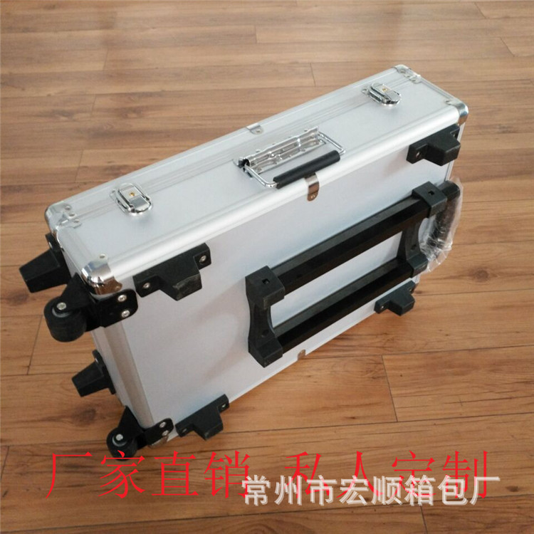 仪器设备防震铝合金拉杆箱厂家供应 外置加固拉杆定向铁轮耐摔