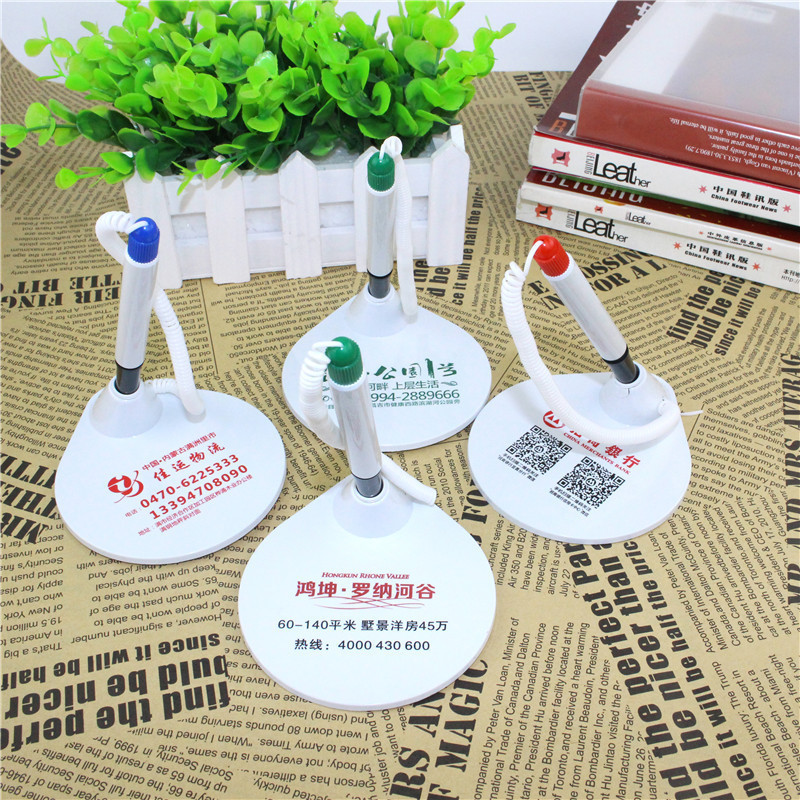 台筆鏈子商務塑料酒店銀行性圓珠筆桌面擺飾廣告廠家定制logo