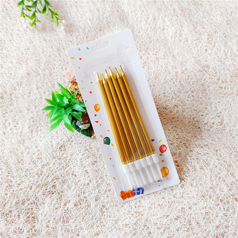 Chapado en oro de la vela de cumpleaños decoración de la torta envío gratuito lápiz Arco Iris cera fábrica directa Tarjeta de succión de postre cera para hornear