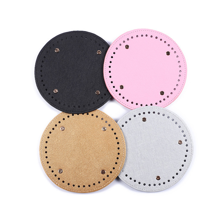 包包配件鈎針布條線編織手拎包毛線圓形皮質底板材料包底