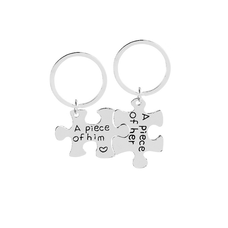 Fashion Letter Puzzle Couple Set Keychain display picture 9