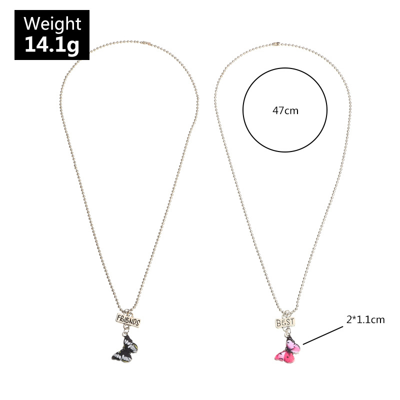 Fashion Color Butterfly Necklace Girls Alloy Drip Oil Color Hip Hop Clavicle Chain Wholesale display picture 1