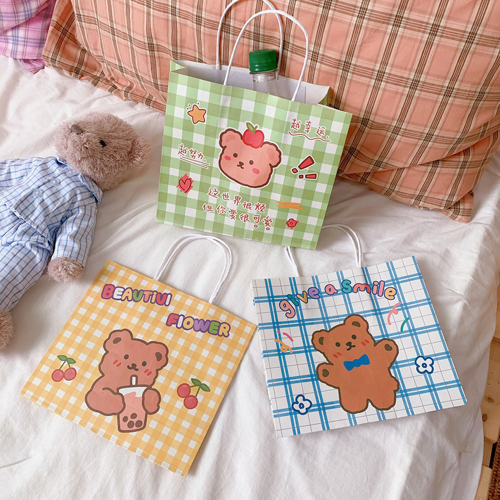 cartoon cute girl printing bear mini packaging decoration paper bag newpicture2