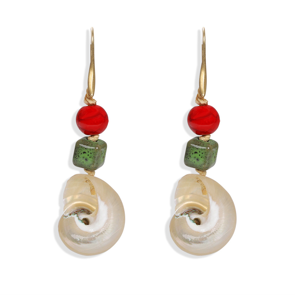 Nihaojewelry Wholesale Conch Stone Beads Earrings Fashion Holiday Style Earrings display picture 10