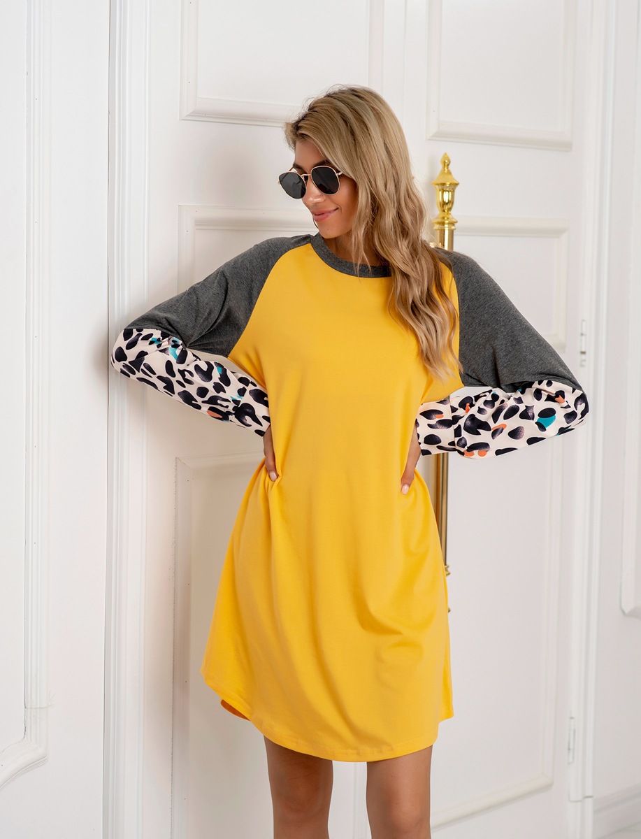 Autumn Women Clothing Simple round Neck Loose Patchwork Sweater Dress Women 5 Autumn Women Clothing Simple round Neck Loose Patchwork Sweater Dress Women