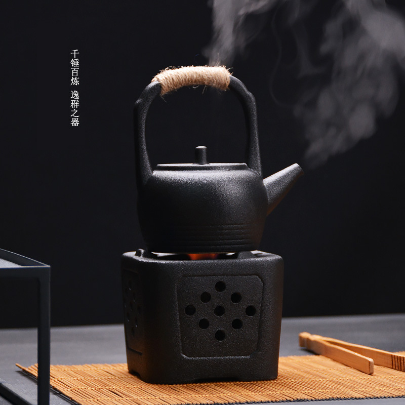 日式陶瓷茶爐家用小型酒精燈燒茶爐迷你煮茶器蠟燭加熱溫茶碳爐座