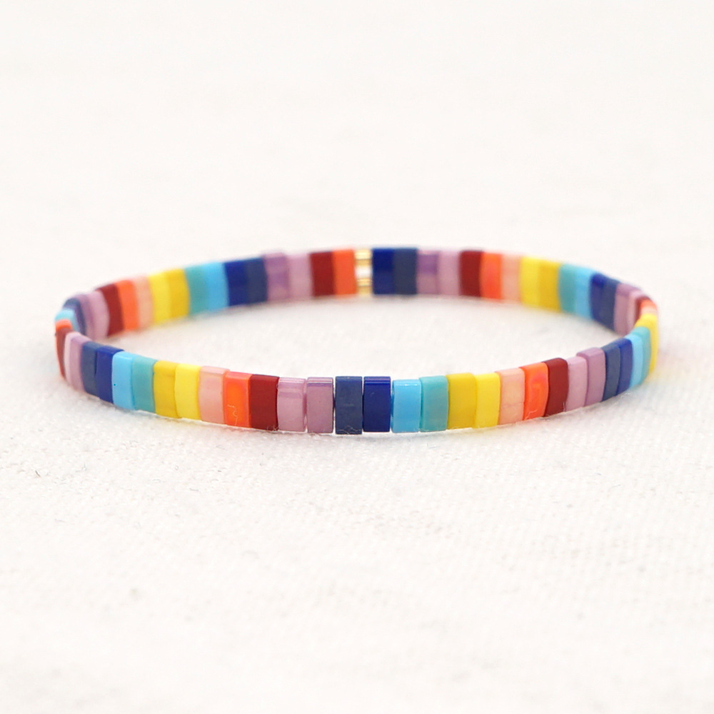 Creative Handmade Tila Rice Bead Woven Fashion Rainbow Bracelet Jewelry Wholesale display picture 5