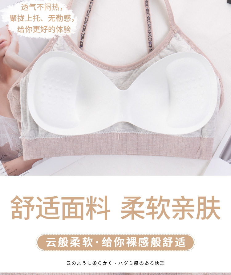 New popular English letter pure cotton lining, versatile Korean-style sports adjustable back and chest fit comfortable underwear for women detail image 5