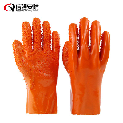 现货东亚807浸塑止滑手套 内层棉毛布绒里耐油耐酸碱劳保手套|ru