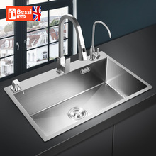 英國304不銹鋼洗菜盆單槽 廚房水槽加厚洗碗槽水池洗菜池