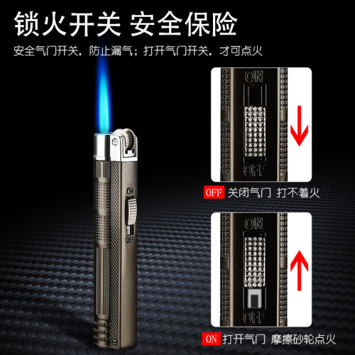 High temperature windproof direct-injection lighter grinder flint gas blue flame metal mini personality small creative wholesale