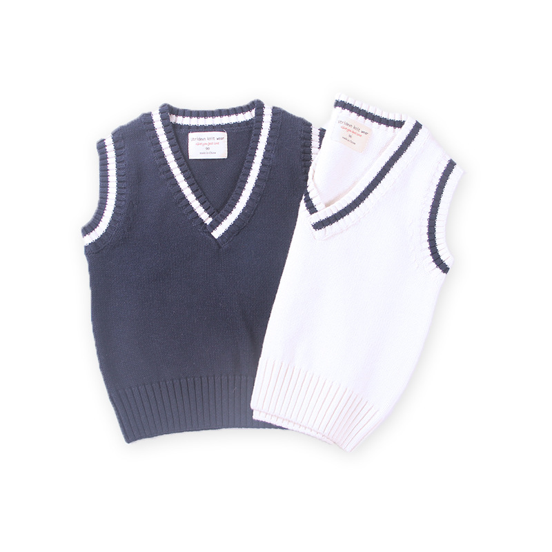 Estilo británico europeo y americano kindergarten uniforme escolar de los niños Chaleco de punto Chaleco de primavera y otoño suéter de las niñas al por mayor