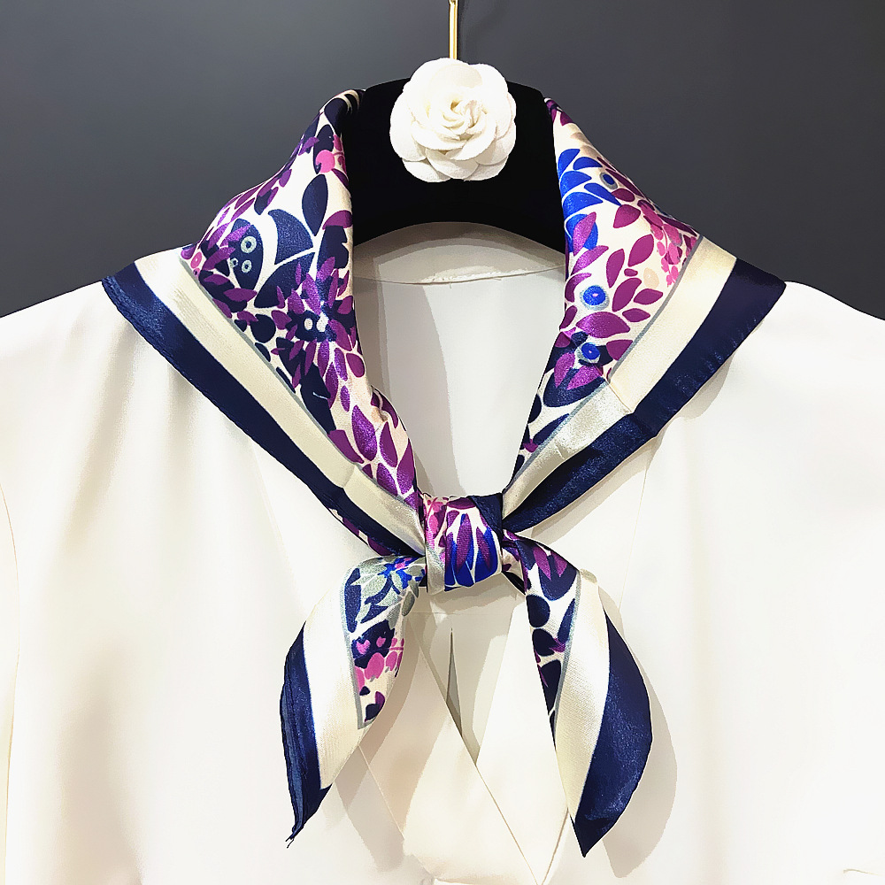 Women'S Gender 60cm Spring New Little Leaves Professional Ladies Square Scarf Silk Scarf Wholesale
