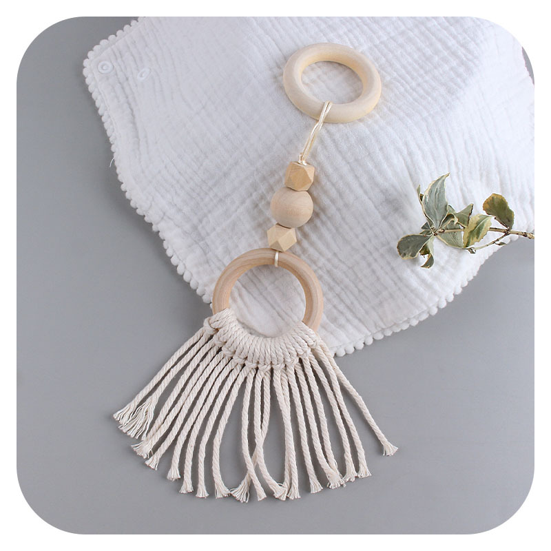 DIY bebé creativo algodón cuerda tejida molar juguetes nuevo natural de haya algodón hilo mordedor decoraciones de la habitación de los niños