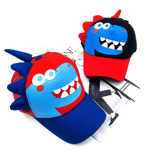 Summer Children Hat Wholesale Korean Version New Cute Cartoon Baby Baseball Cap Dinosaur Shaped Visor Hat