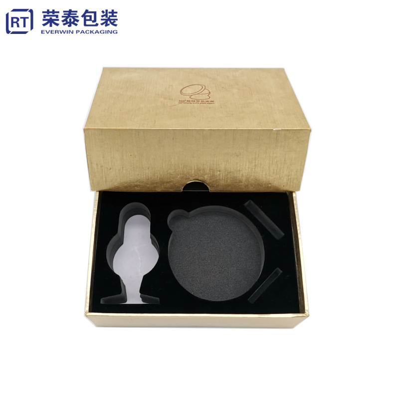 旋转手机支架包装盒 金色拉丝纸盒 车载记录仪摆件印刷天地盖盒