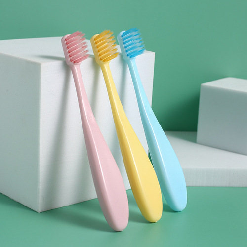 Macaron toothbrush children's chubby toothbrush 3-pack Japanese style baby fat handle small head soft bristle toothbrush wholesale