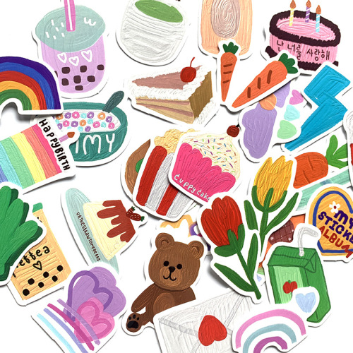 Oil painting series fruit dessert cartoon waterproof car sticker decoration car mobile phone computer account DIY sticker