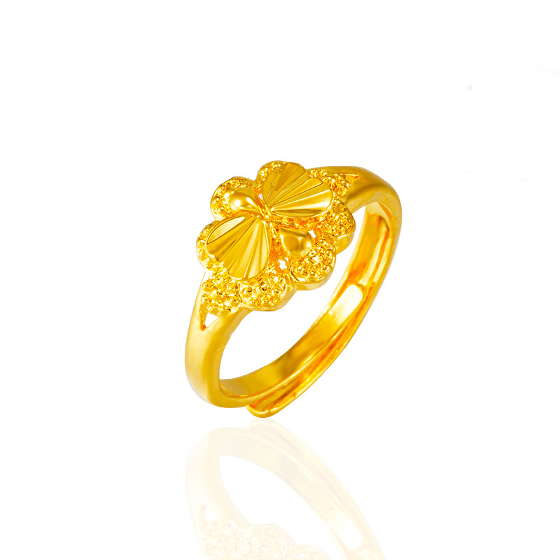 Popular exquisita moda imitación 24K oro anillo abierto de las mujeres anillo ajustable de las mujeres durante mucho tiempo no se desvanece estilo étnico