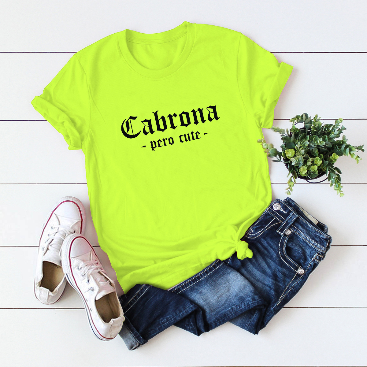Hot Letter Print Comfortable Casual Short-Sleeved T-Shirt NSSN316