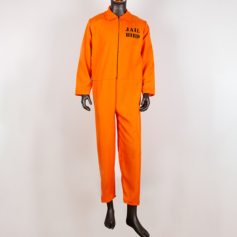 New European And American Male Prison Uniform Halloween Men's Adult Orange Prison Uniform Cosplay Costume