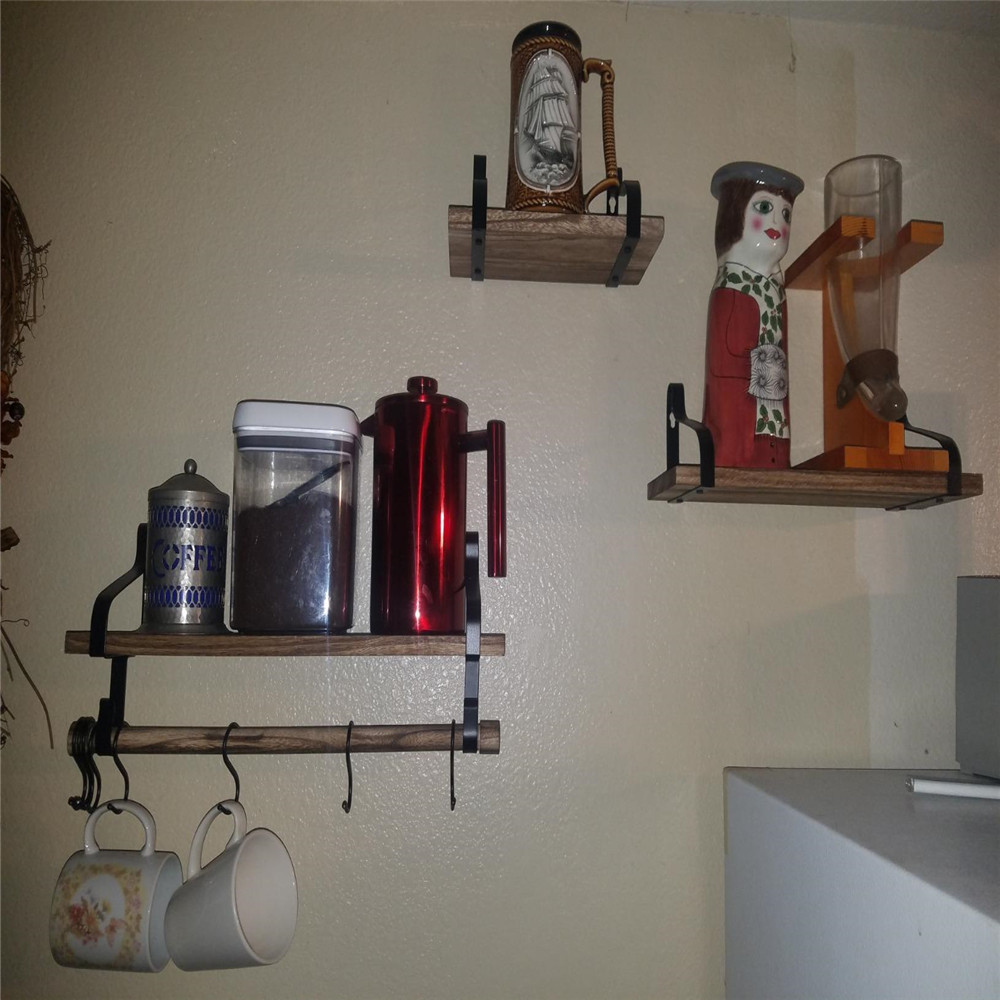 Amazon transfronterizo hierro estante de la pared de madera maciza partición estantería estante de La Flor de la cocina, dormitorio colgante de pared