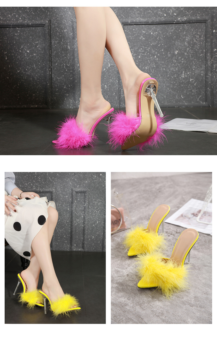 feather crystal high-heel pointed sandals NSSO59520