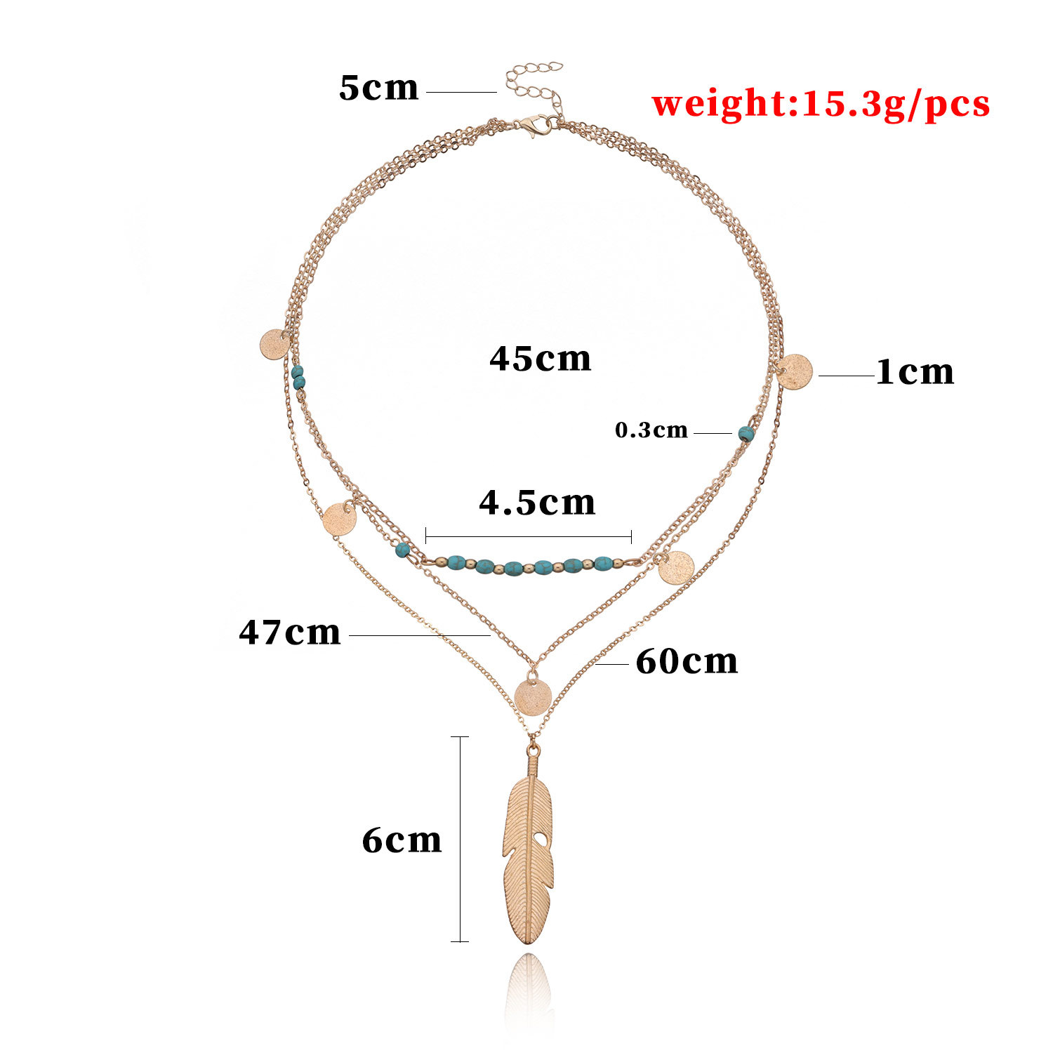 Retro Leaf Round Alloy Sequins Layered Beads Necklace display picture 2