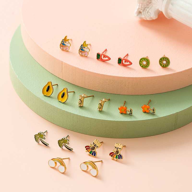 Fashion Cute Tropical Fruit Dripping Earrings Set For Women Wholesale display picture 2