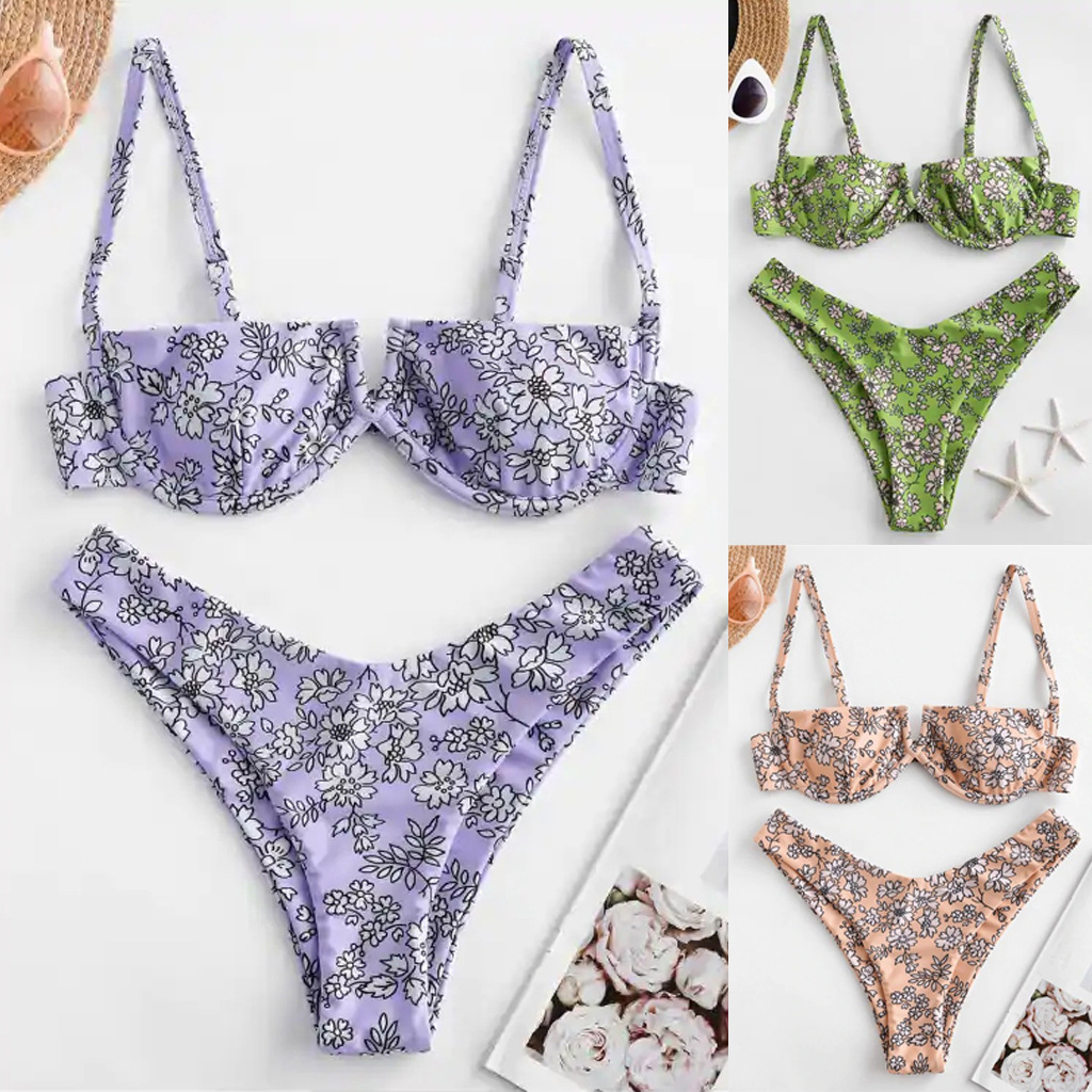 traje de baño de bikini dividido estampado sexy para niñas NSHL2213