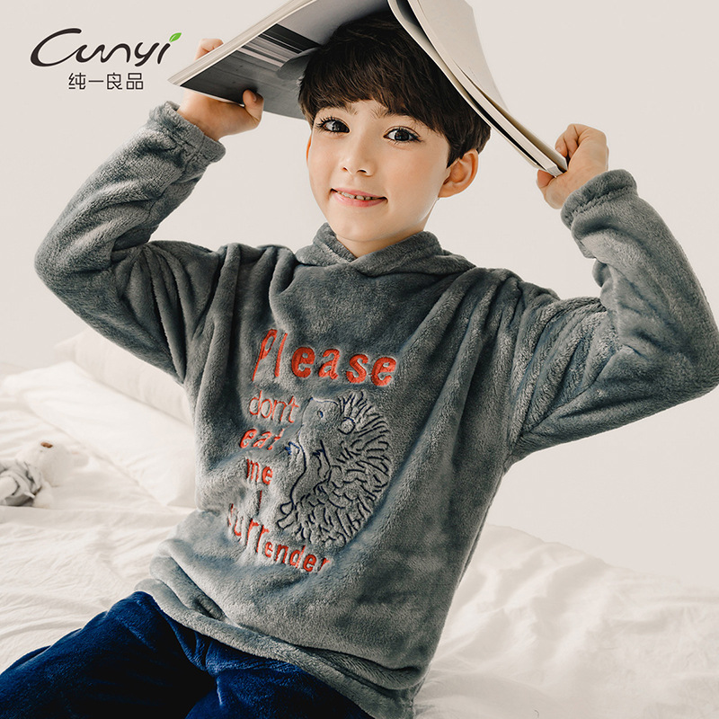 CHUNYIPIN 아동복 플란넬 홈 세트 가을 및 겨울 캐주얼 의류 산호 양털 파자마 CJ204712