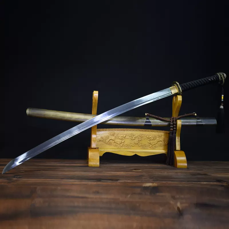 龙泉市刀剑手工锻打花纹钢宝剑一体收藏挂饰冷兵器日式长剑未开刃