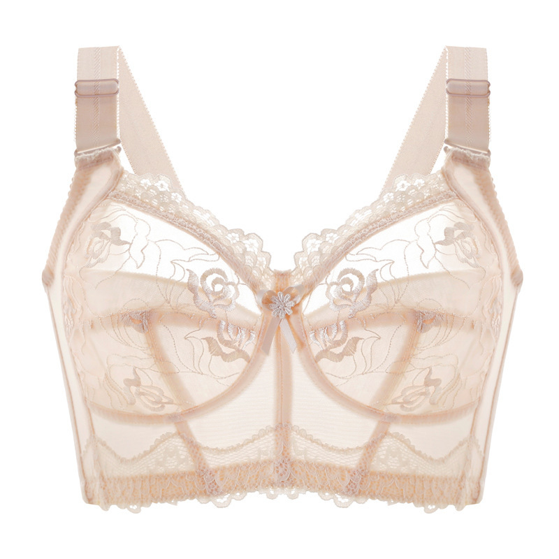 2020 new autumn and winter women's underwear translucent gathered comfortable seamless sexy large size bra thin Full Cup