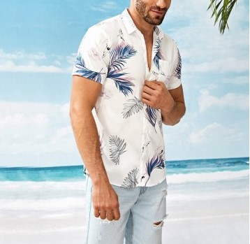 Men's Leaf Print Hawaiian Shirt