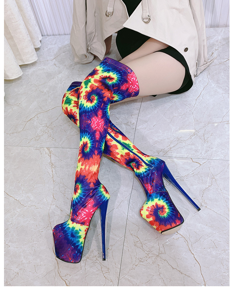 Boot nữ da lộn cổ cao quá đầu gối gót nhọn 20 cm — Màu đen chi tiết 10
