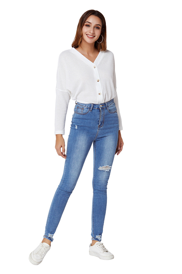 casual slim-fit ripped tight jeans   NSSY17688