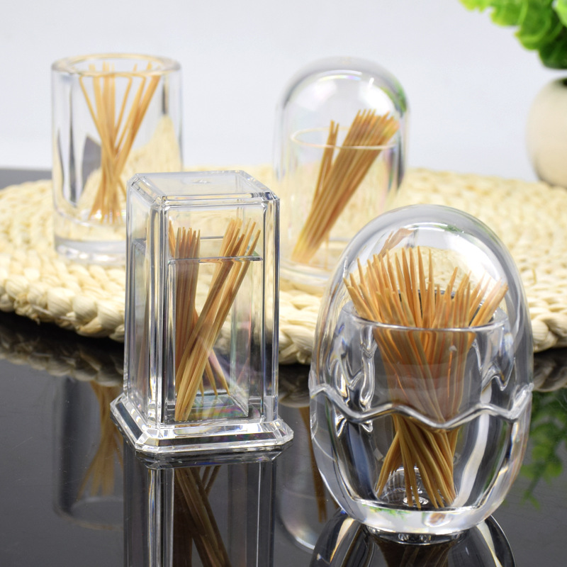 亚克力透明塑料牙签筒收纳盒酒店餐厅家用方圆蛋形牙签罐加厚耐摔