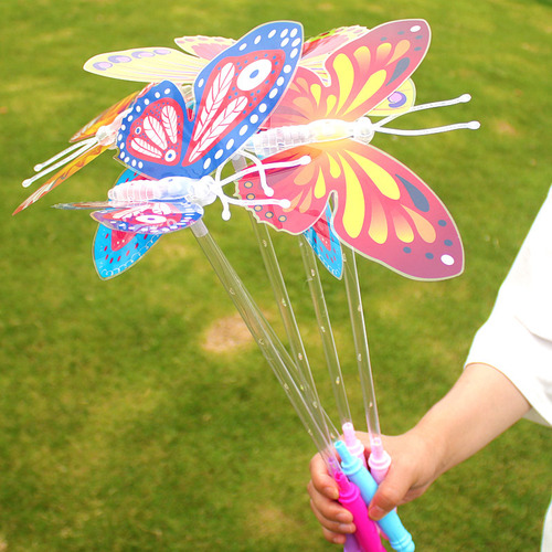 New butterfly flash fairy wand children's luminous toy street stall drainage wave ball star sky ball magic wand