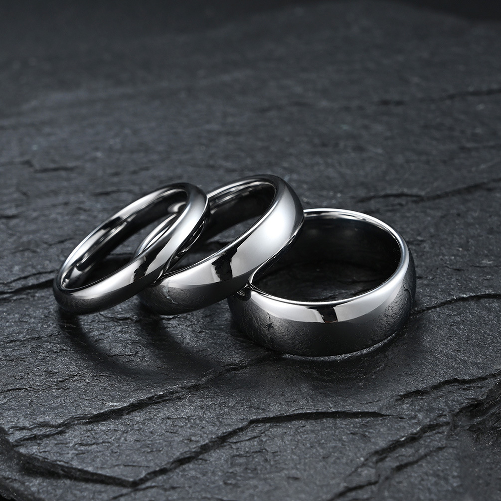 Tungsten Steel Material Simple Style Solid Color Tungsten Steel Rings Polishing Stainless Steel Rings