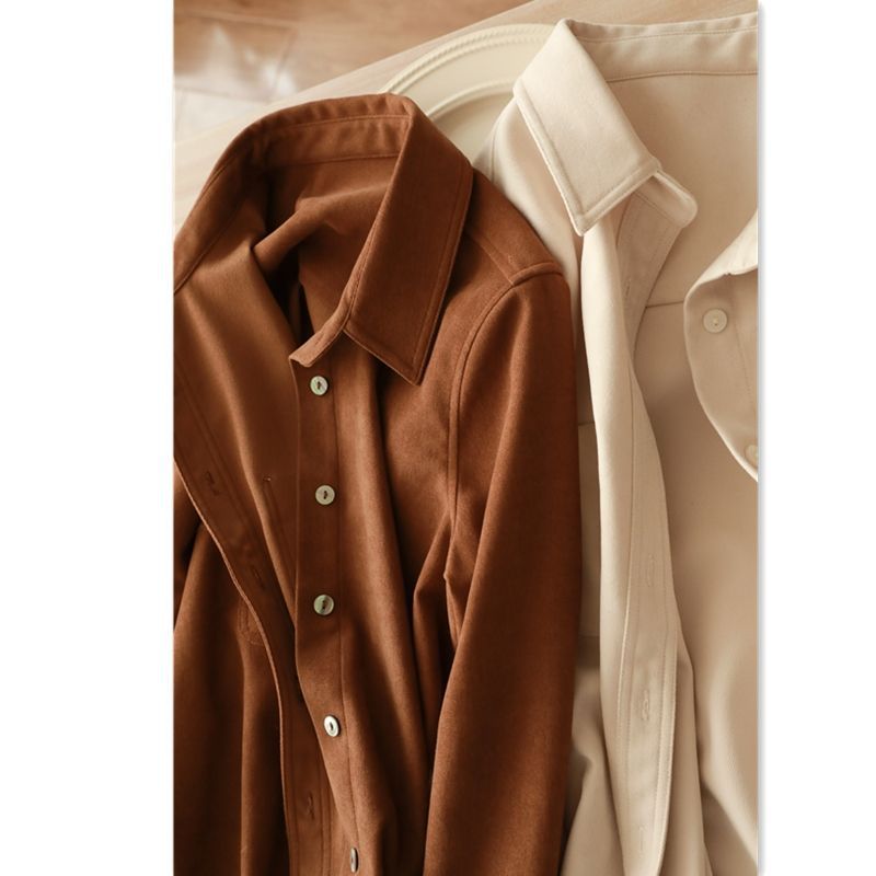 帮手主图-2020新款上衣女磨毛宽松遮肉显瘦加厚外搭长袖衬衫