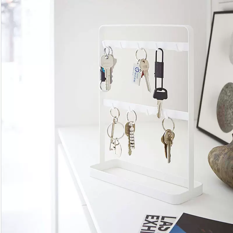 铁艺钥匙挂钩收纳架门口玄关挂架金属桌面置物架子壁挂式免打孔
