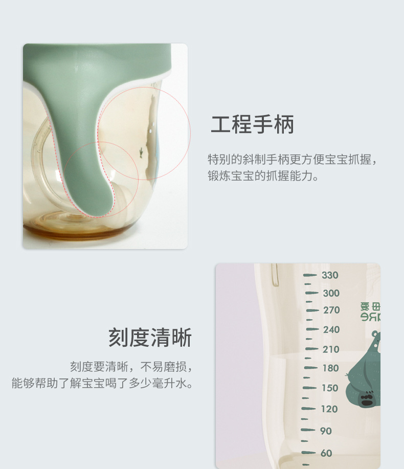 宝宝饮水杯PPSU吸管鸭嘴两用带手柄儿童背带吸管杯杯学饮杯详情12