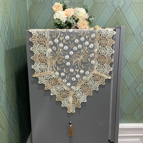 Refrigerator cover cloth embroidered mesh double door dust-proof cloth double door light luxury single door lace curtain cover