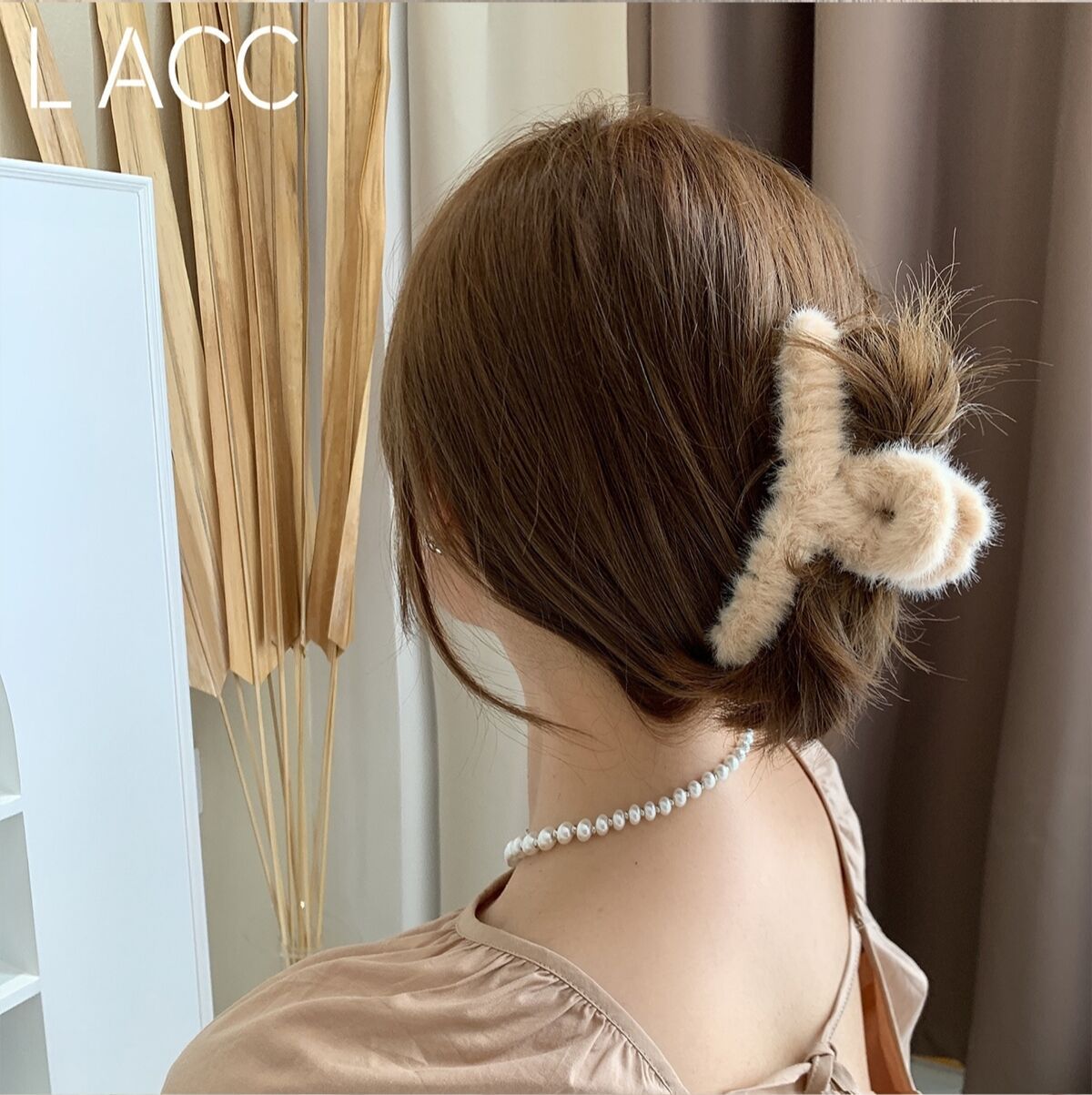 South Korea Dongdaemun Internet Celebrity Plush Hair Clip Hair Clip Autumn and Winter One-word Clip Back Head Big Grab Clip BB Clip