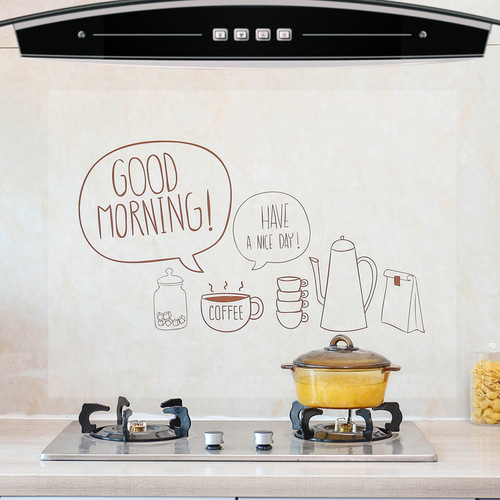 Large kitchen oil-proof sticker household waterproof range hood self-adhesive stove sticker cartoon wall sticker tile sticker