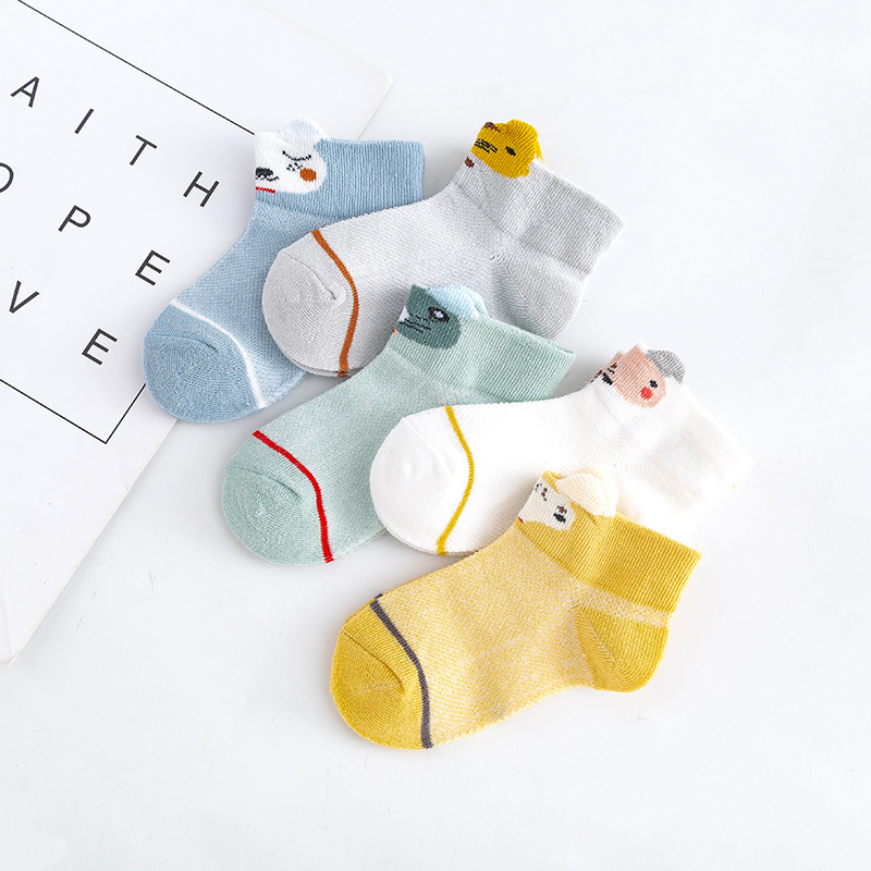 厂家直销 春夏季薄款耳朵卡通网眼短袜 透气吸汗男女儿童袜子批发