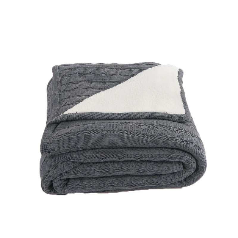 特惠加厚羊羔绒全棉线毯针织毯子欧式简约毛毯一件代发